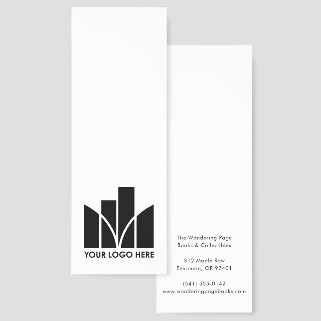 Custom Logo Bookstore Library White Bookmarks (Front & Back)