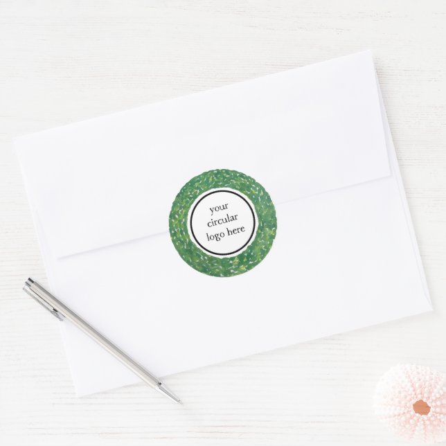 Custom Logo Boxwood Wreath Gift Wrap Seals (Envelope)