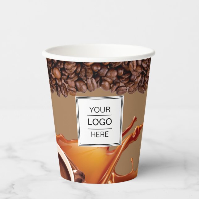Custom Logo brand Coffee Shop Paper cups (Front)