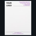 Custom Logo Branded Business Letterhead Example<br><div class="desc">Custom Colors and Fonts - Design Your Own Personalized Professional Business Letterhead template with Company Logo Branded Stationery Office Supplies - Add Your Logo - Image - Photo or QR Code / and Name - Company / Address - Contact Information / More - Resize and move or remove and add...</div>