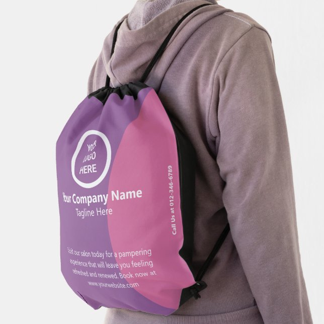 Custom Logo Branded Corporate Promotional Giveaway Drawstring Bag (Insitu)