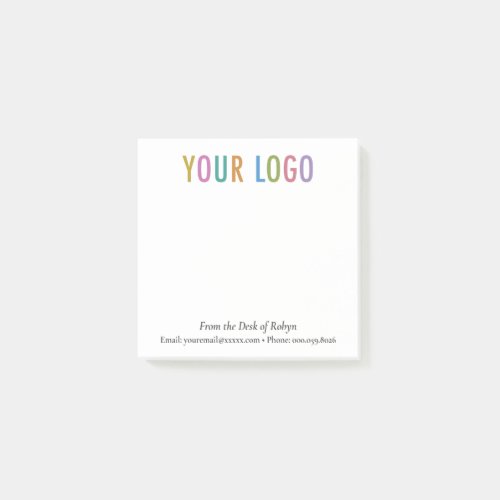 Custom Logo Branded From the Desk of Post_it Notes