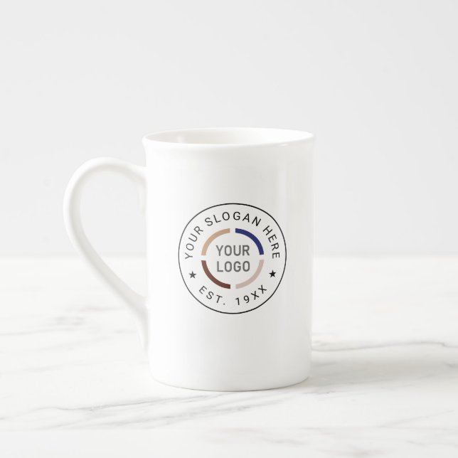 Custom Logo branded promotional Bone China Mug (Left)