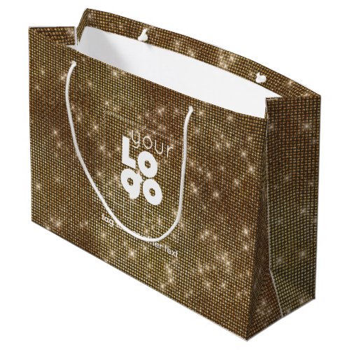 Custom Logo Brass Sparkle XL Paper Shopping Bag