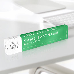 Custom Logo Bright Kelly Green Modern Desk Name Plate