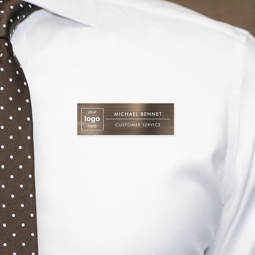 Custom Logo Bronze Brown Professional Business  Name Tag