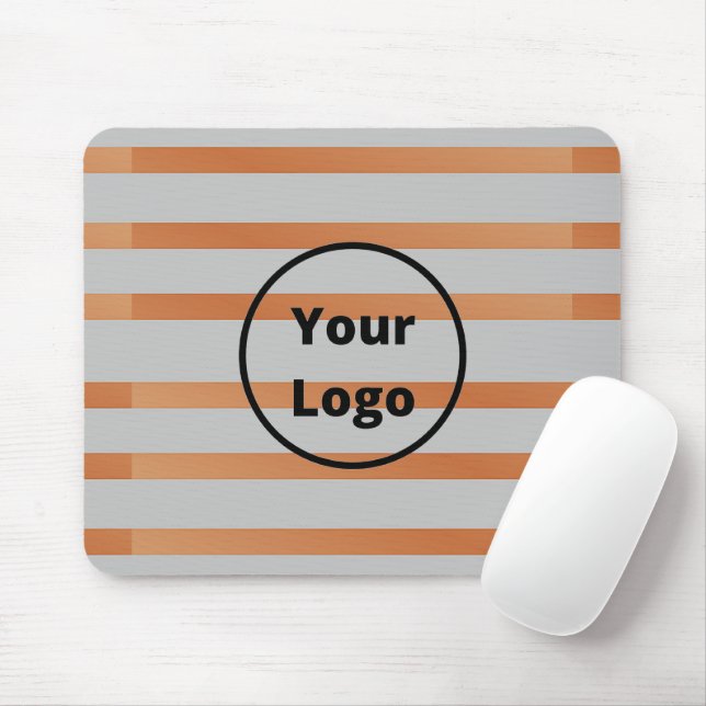 Custom logo brown and gray stripes mouse pad (With Mouse)