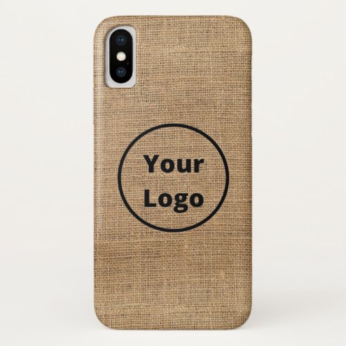 Custom logo brown burlap iPhone x case