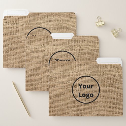 Custom logo brown burlap file folder