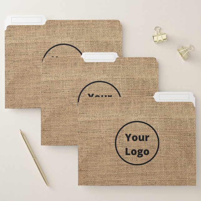Custom logo brown burlap file folder (Set)