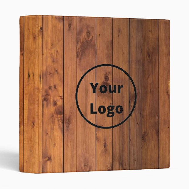 Custom logo brown wood 3 ring binder (Front/Spine)