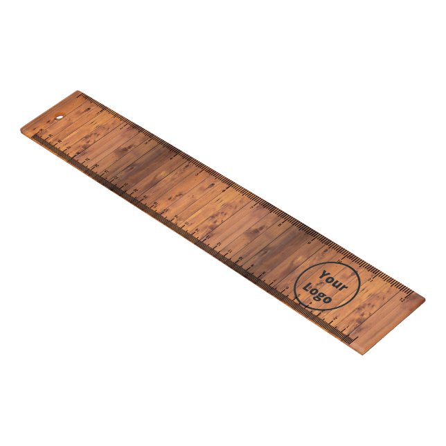 Custom logo brown wood ruler (Angled)