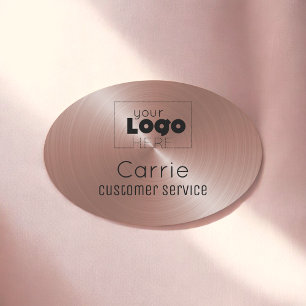 Custom Logo Brushed Rose Gold Employee Name Tag