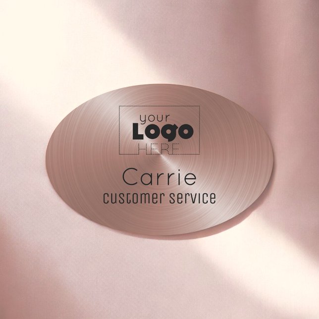 Custom Logo Brushed Rose Gold Employee Name Tag (Creator Uploaded)