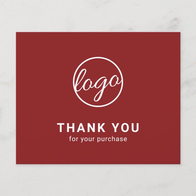 Custom Logo Burgundy Budget Thank You Card (Front)