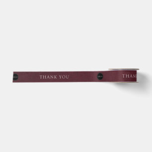 Custom Logo Burgundy Suede Print Thank You Ribbon