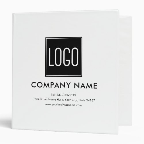 Custom Logo Business 3 Ring Binder - Custom business folder featuring your logo, and company details.