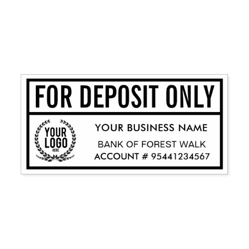 Custom Logo  Business Address Deposit only Rubber Stamp