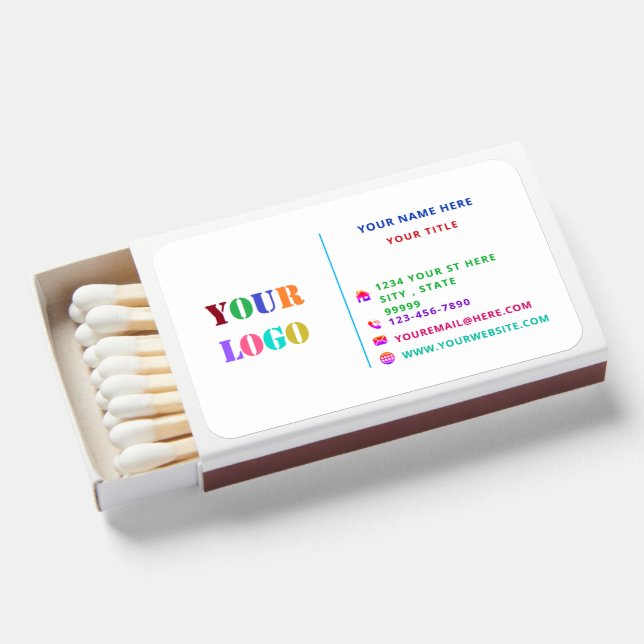 Custom Logo Business Address Promotional Matchboxes (Front Open)