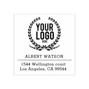 Custom Logo   Business Address Rubber Stamp