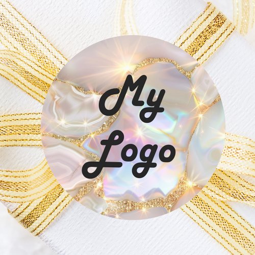 Custom logo business agate holographic classic round sticker