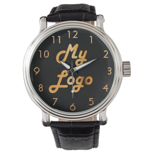 Custom logo business black gold watch