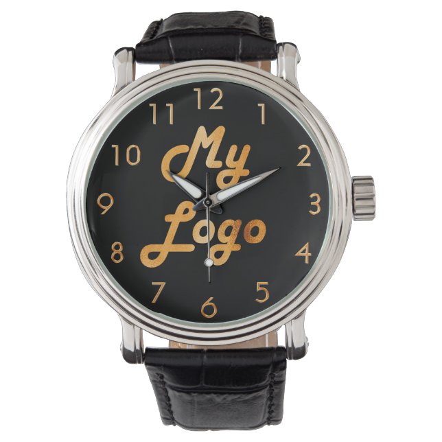 Custom logo business black gold watch (Front)