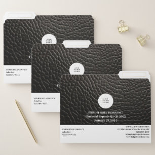 Custom Logo Business Black Leather File Folder