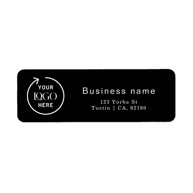 Custom Logo | Business Black Return Address Label (Front)