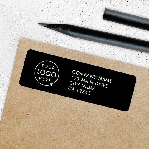 Custom Logo  Business Black Return Address Label