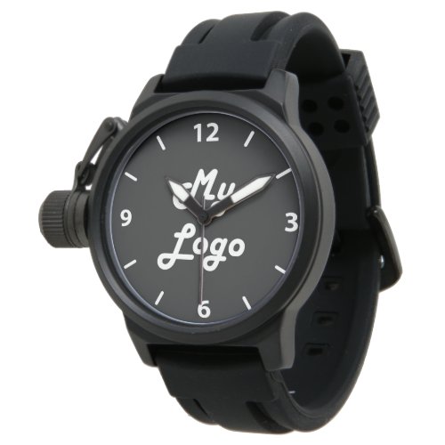 Custom logo business black white watch