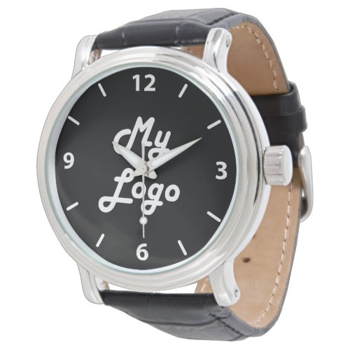 Custom logo business black white watch