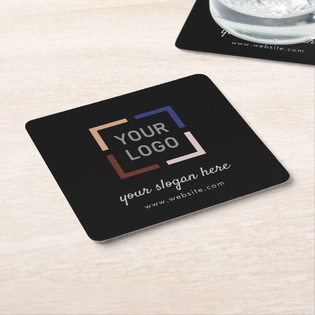 Custom Logo business branded Square Paper Coaster (Angled)