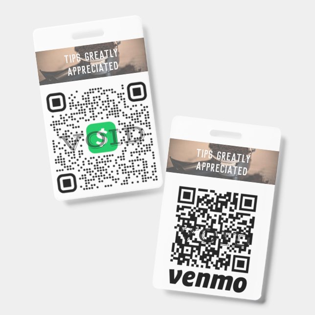Custom Logo Business Cashless Tipping QR Badge (Front & Back)