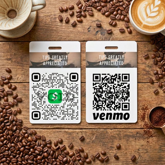 Custom Logo Business Cashless Tipping QR Badge (Cashless Tipping Personalized QR Code Badge)
