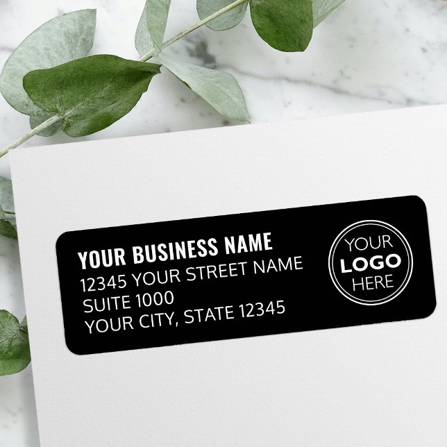 Custom Logo Business Company Black Return Address Label (Creator Uploaded)