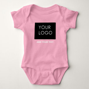 Custom Logo Business Company Pink Baby Bodysuit