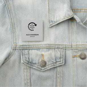 Custom Logo Business Company Staff Cool Gray Name Tag