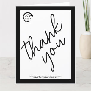 Custom Logo Business Corporate Modern Black Thank You Card