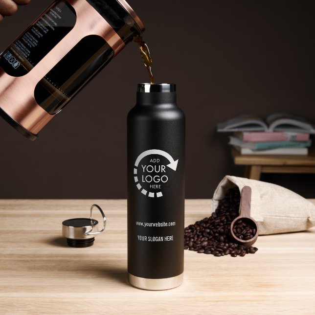 Custom logo business corporate | Modern Black Water Bottle (Coffee)