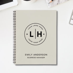 Custom Logo Business Corporate QR Neutral Tone Notebook