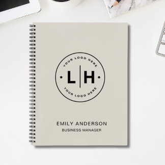 Custom Logo Business Corporate QR Neutral Tone Notebook