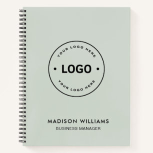 Custom Logo Business Corporate Sage Green Notebook