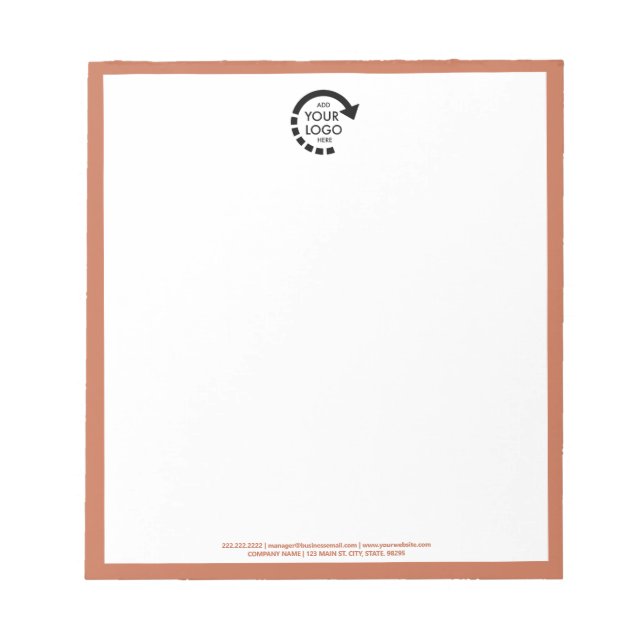 Custom Logo Business Corporate | Terracotta Notepad (Front)