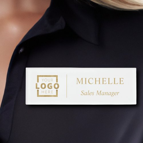 Custom Logo Business Employee Staff Name White Name Tag