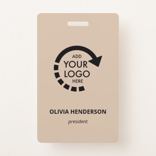 Custom Logo Business ID Employee  Beige Badge