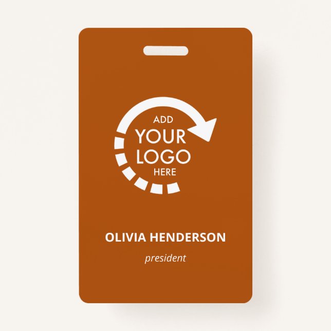 Custom Logo Business ID Employee | Burnt Orange Badge (Front)