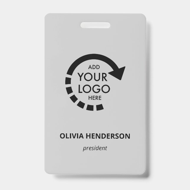 Custom Logo Business ID Employee | Cool Gray Badge (Front)