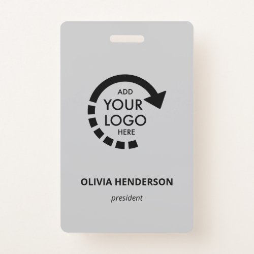 Custom Logo Business ID Employee  Cool Gray Badge