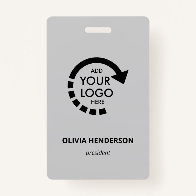 Custom Logo Business ID Employee | Cool Gray Badge (Front)